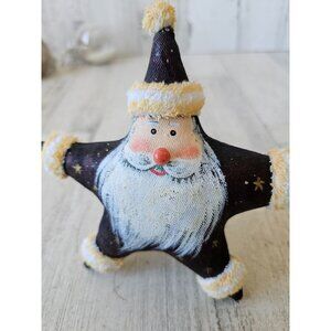 Folk art star Santa ornament plush unique beard Xmas tree